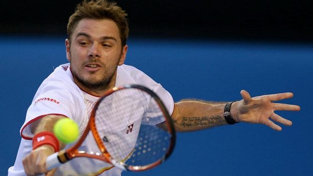 Stanislas Wawrinka během finálového souboje na Australian Open proti favorizovanému Rafaelu Nadalovi. Stanislas Wawrinka během finálového souboje na Australian Open proti favorizovanému Rafaelu Nadalovi.