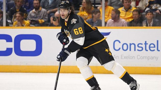 Jaromír Jágr na letošním All Star Game v Nashvillu. Jaromír Jágr na letošním All Star Game v Nashvillu.