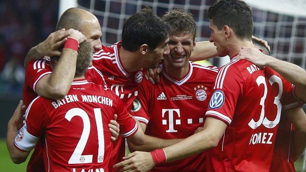 Radost fotbalistů Bayernu Mnichov Radost fotbalistů Bayernu Mnichov