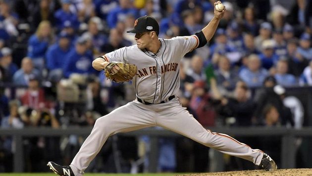 Javier Lopez ze San Francisco Giants ve finále MLB proti Kansas City Royals. Javier Lopez ze San Francisco Giants ve finále MLB proti Kansas City Royals.