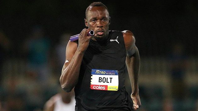 Usain Bolt při exhibici v Melbourne. Usain Bolt při exhibici v Melbourne.