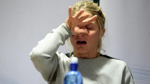 Therese Johaugová na tiskové konferenci. Therese Johaugová na tiskové konferenci.