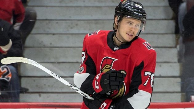 Ottawský Filip Chlapík při svém debutu v NHL Ottawský Filip Chlapík při svém debutu v NHL