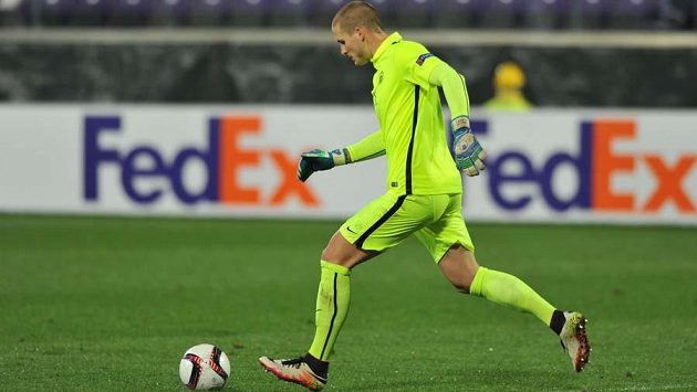 Brankář Václav Hladký při debutu v Evropské lize na hřištiě Fiorentiny. Brankář Václav Hladký při debutu v Evropské lize na hřištiě Fiorentiny.