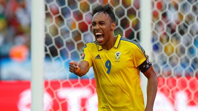Pierre Aubameyang z Gabonu se raduje ze své branky na APN. Pierre Aubameyang z Gabonu se raduje ze své branky na APN.