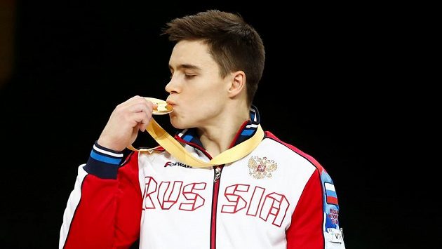 Nikita Nagornyj se zlatou medailí na gymnastickém MS ve Stuttgartu. Nikita Nagornyj se zlatou medailí na gymnastickém MS ve Stuttgartu.