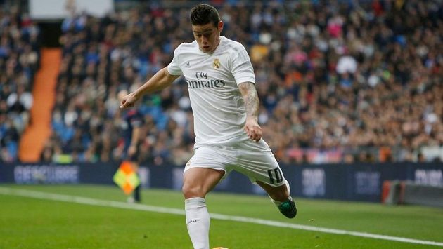 Kolumbijský útočník James Rodríguez při zápase Realu Madrid. Kolumbijský útočník James Rodríguez při zápase Realu Madrid.