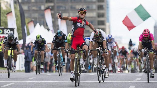 Cyklistická Grand Prix v Montrealu, vpředu vítěz Greg Van Avermaet z belgie. Cyklistická Grand Prix v Montrealu, vpředu vítěz Greg Van Avermaet z belgie.
