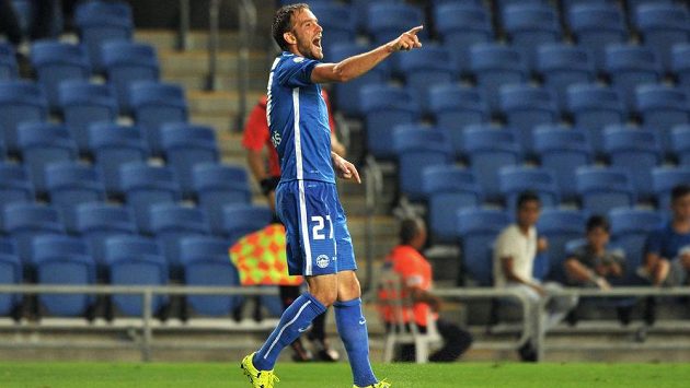 Liberecký útočník Marek Bakoš v odvetě 3. předkola Evropské ligy s týmem Hapoel Kirjat Šmona. Liberecký útočník Marek Bakoš v odvetě 3. předkola Evropské ligy s týmem Hapoel Kirjat Šmona.