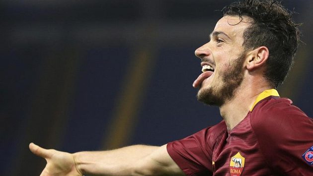 Alessandro Florenzi slaví svoji trefu v utkání Evropské ligy proti Austrii Vídeň. Alessandro Florenzi slaví svoji trefu v utkání Evropské ligy proti Austrii Vídeň.