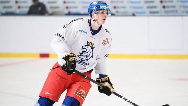 Jakub Krejčík během tréninku hokejové reprezentace. Jakub Krejčík během tréninku hokejové reprezentace.
