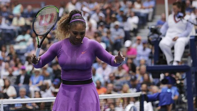 Serena Williamsová během finále US Open. Serena Williamsová během finále US Open.
