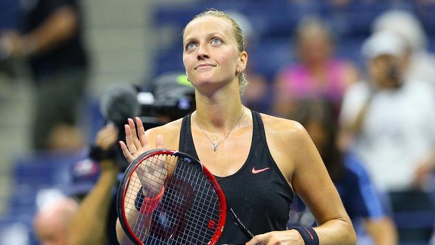 Vítězná Petra Kvitová v úvodním kole US Open. Vítězná Petra Kvitová v úvodním kole US Open.