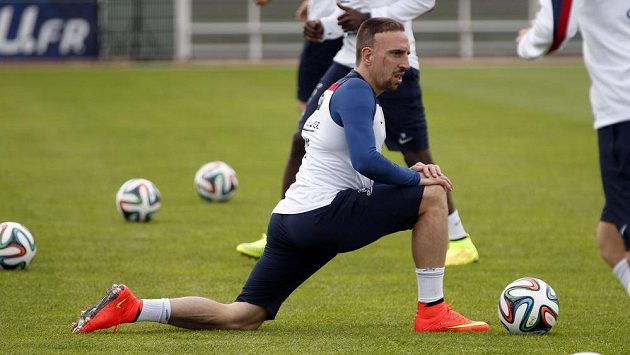Franck Ribéry na tréninku francouzského národního týmu. Franck Ribéry na tréninku francouzského národního týmu.