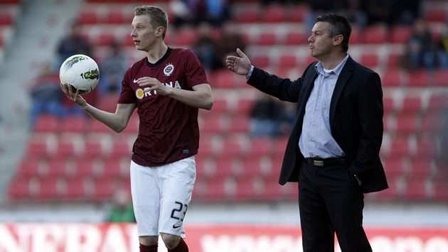 Trenér fotbalistů Příbrami David Vavruška a hráč Sparty Ladislav Krejčí Trenér fotbalistů Příbrami David Vavruška a hráč Sparty Ladislav Krejčí