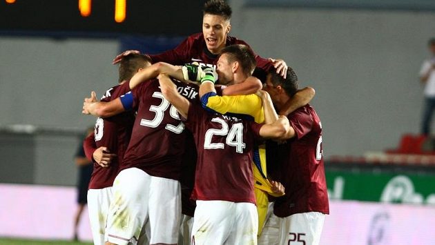 Radost fotbalistů pražské Sparty Radost fotbalistů pražské Sparty