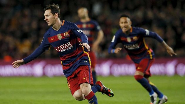 Lionel Messi z Barcelony slaví gól proti Celtě Vigo. Lionel Messi z Barcelony slaví gól proti Celtě Vigo.