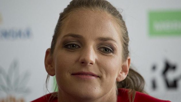 Tenistka Karolína Plíšková na tiskové konferenci. Tenistka Karolína Plíšková na tiskové konferenci.