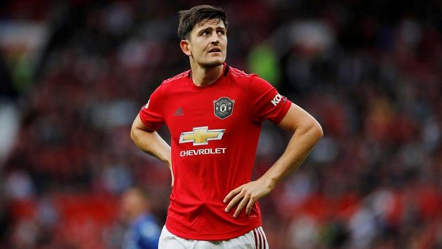 Harry Maguire v dresu Manchesteru United. Harry Maguire v dresu Manchesteru United.