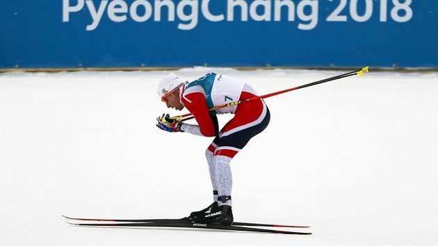 Novopočený norský olympijský vítěz Simen Hegstad Krüger v závodě ve skiatlonu na olympijských hrách v Pchjongčchangu. Novopočený norský olympijský vítěz Simen Hegstad Krüger v závodě ve skiatlonu na olympijských hrách v Pchjongčchangu.