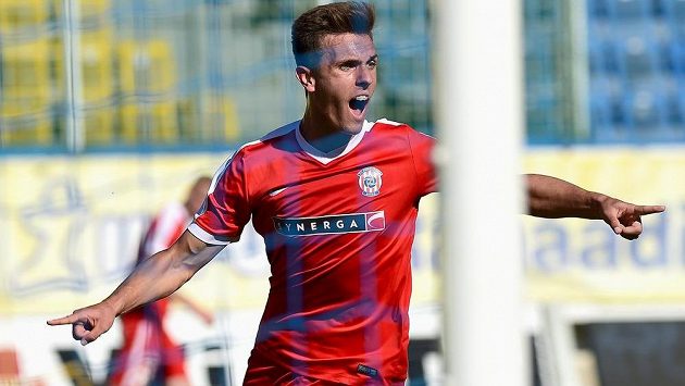 Antonín Růsek z Brna se raduje z gólu během ligového utkání v Teplicích. Antonín Růsek z Brna se raduje z gólu během ligového utkání v Teplicích.