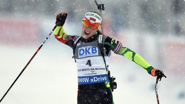 Darja Domračevová z Běloruska na archivním snímku z Nového Města na Moravě. Darja Domračevová z Běloruska na archivním snímku z Nového Města na Moravě.