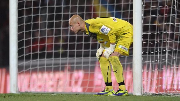 Plzeňský brankář Petr Bolek na stadiónu Sparty na Letné. Plzeňský brankář Petr Bolek na stadiónu Sparty na Letné.