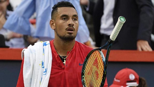 Nick Kyrgios během pauzy na turnaji v Montrealu. Nick Kyrgios během pauzy na turnaji v Montrealu.