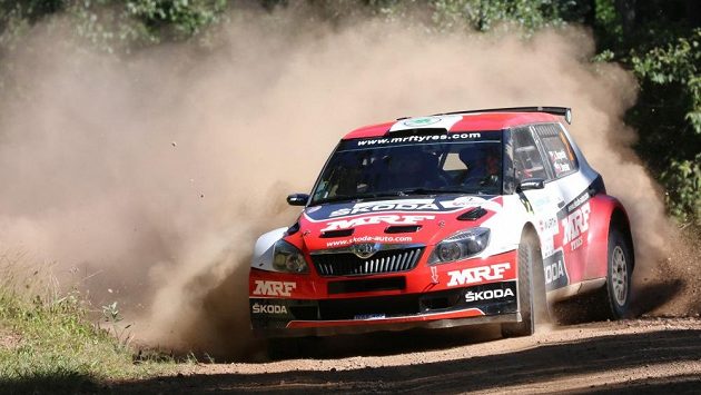 Jan Kopecký se Škodou Fabia S2000. Jan Kopecký se Škodou Fabia S2000.