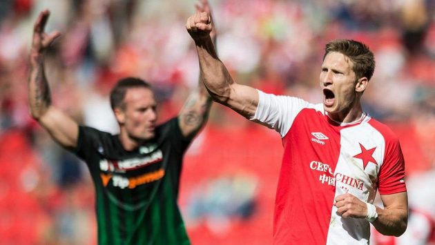 Útočník Slavie Praha Milan Škoda oslavuje gól na 2:0 proti Příbrami. Útočník Slavie Praha Milan Škoda oslavuje gól na 2:0 proti Příbrami.