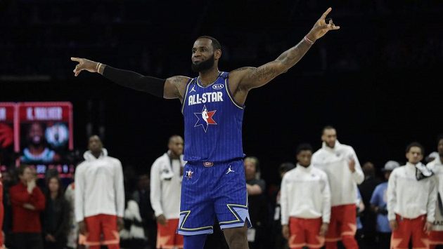 LeBron James během Utkání hvězd NBA. LeBron James během Utkání hvězd NBA.