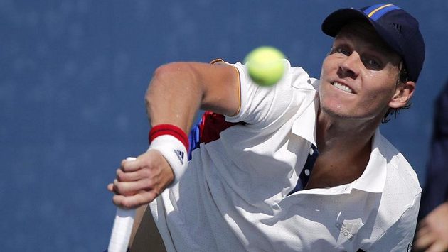 Tomáš Berdych v utkání 1. kola US Open. Tomáš Berdych v utkání 1. kola US Open.