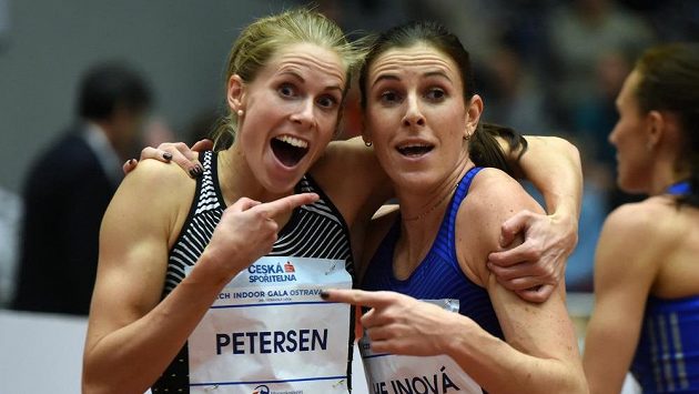Zuzana Hejnová (vpravo) a Sara Petersenová z Dánska při mítinku Czech Indoor Gala. Zuzana Hejnová (vpravo) a Sara Petersenová z Dánska při mítinku Czech Indoor Gala.