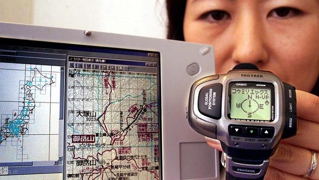 Jedny z prvních hodinek s navigací GPS na světě. (na snímku model PRT-2GP) Jedny z prvních hodinek s navigací GPS na světě. (na snímku model PRT-2GP)