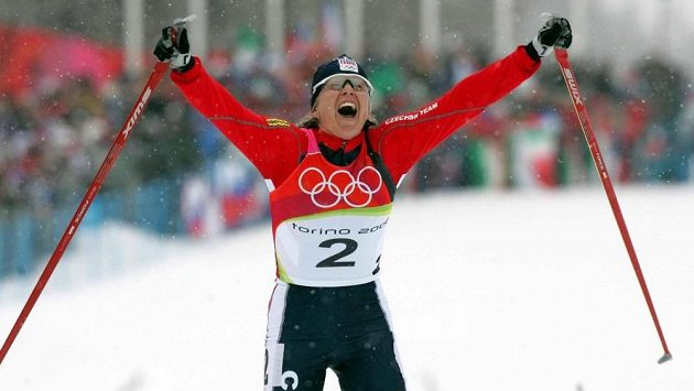 Kateřina Neumannová v cíli na OH v Turíně 2006. Kateřina Neumannová v cíli na OH v Turíně 2006.