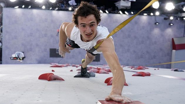 Lezec Adam Ondra v olympijském finále v disciplíně rychlost. Lezec Adam Ondra v olympijském finále v disciplíně rychlost.
