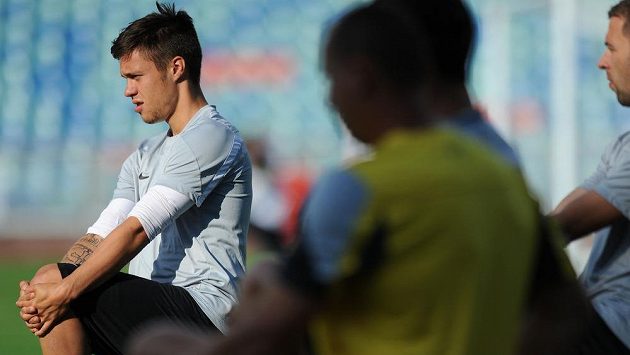 Sparťanský útočník Václav Kadlec na tréninku. Sparťanský útočník Václav Kadlec na tréninku.