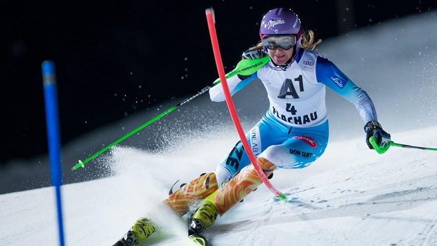 Šárka Strachová při lednovém slalomu SP v rakouském Flachau. Šárka Strachová při lednovém slalomu SP v rakouském Flachau.