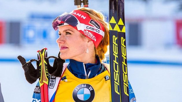 Gabriela Soukalová v cíli stíhačky v Pokljuce. Gabriela Soukalová v cíli stíhačky v Pokljuce.