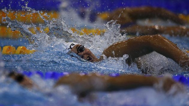 Dánka Friisová v závodě na 400 metrů volným způsobem na berlínském mistrovství Evropy. Dánka Friisová v závodě na 400 metrů volným způsobem na berlínském mistrovství Evropy.