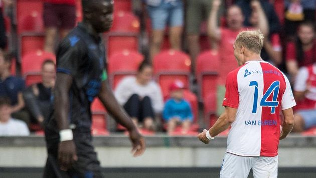 Gólová radost slávisty Micka van Burena při přípravě s Nice. Gólová radost slávisty Micka van Burena při přípravě s Nice.