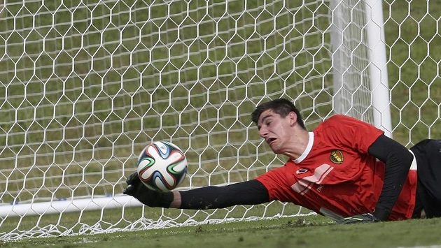 Thibaut Courtois na tréninku belgického týmu v dějišti MS. Thibaut Courtois na tréninku belgického týmu v dějišti MS.