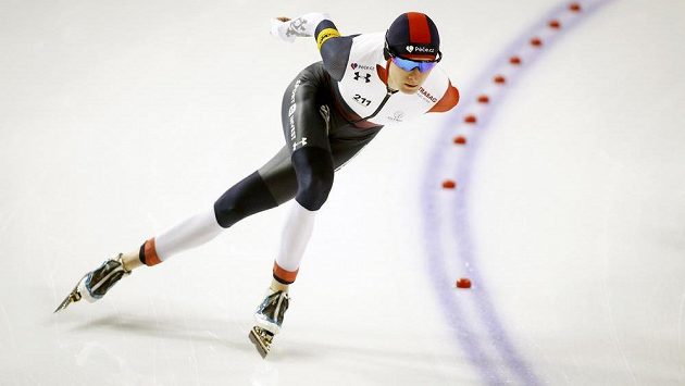 Martina Sáblíková na trati závodu na 3 000 metrů. Martina Sáblíková na trati závodu na 3 000 metrů.