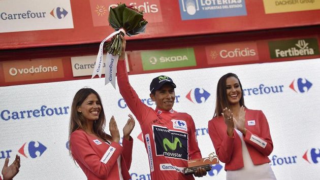Kolumbijský cyklista Nairo Quintana z týmu Movistar nadále vévodí celkovému pořadí letošní Vuelty. Kolumbijský cyklista Nairo Quintana z týmu Movistar nadále vévodí celkovému pořadí letošní Vuelty.