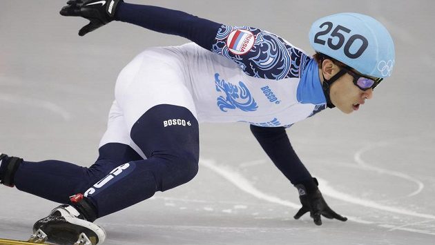 Viktor An na trati olympijského závodu v shorttracku na 500 metrů. Viktor An na trati olympijského závodu v shorttracku na 500 metrů.