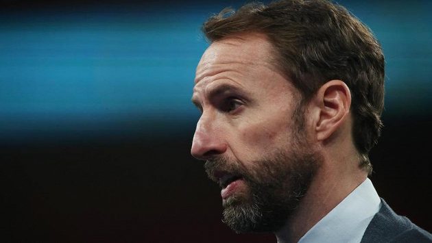 Trenér anglických fotbalistů Gareth Southgate. Trenér anglických fotbalistů Gareth Southgate.