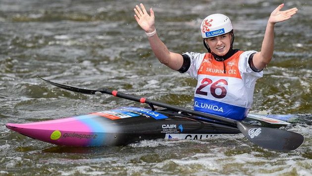 Antonie Galušková v cíli finále SP v Troji. Antonie Galušková v cíli finále SP v Troji.