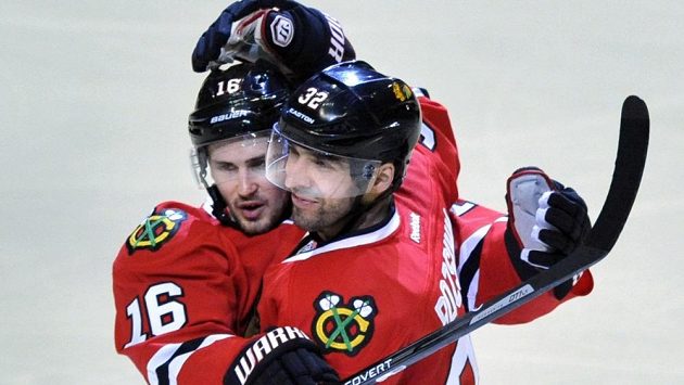 Michal Rozsíval (vpravo) se raduje z gólu do sítě San Jose. Michal Rozsíval (vpravo) se raduje z gólu do sítě San Jose.