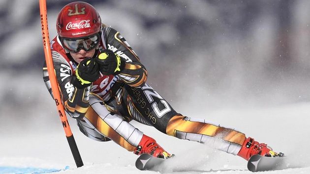 Ester Ledecká při tréninku v Lake Louise. Ester Ledecká při tréninku v Lake Louise.