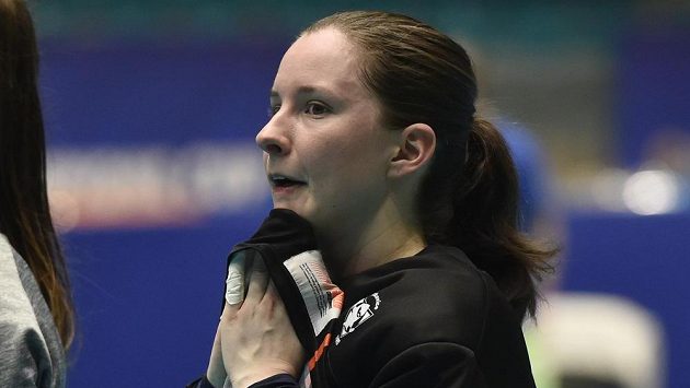 Brankářka Nikola Příleská z Vítkovic. Brankářka Nikola Příleská z Vítkovic.